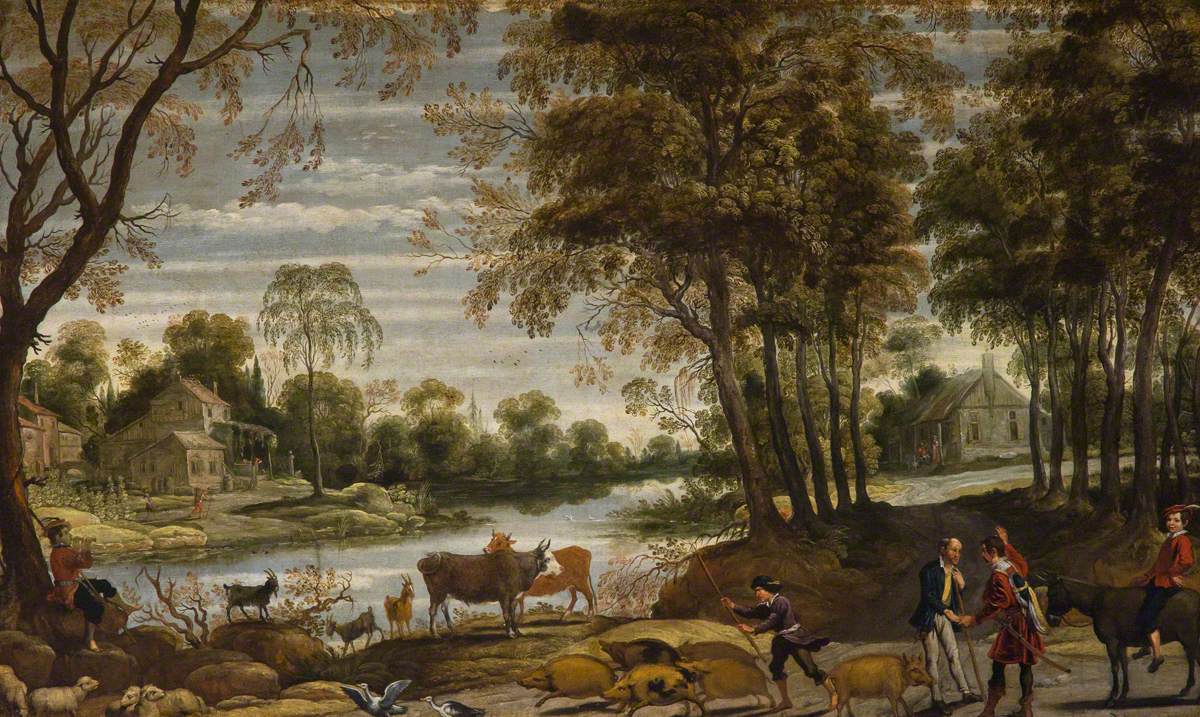 River Landscape with Peasants and Cattle
