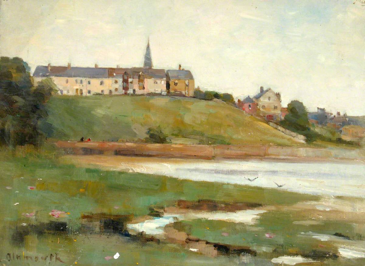 River, Cottages and Church*