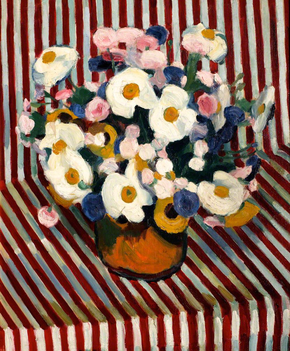 Flowers on Striped Background
