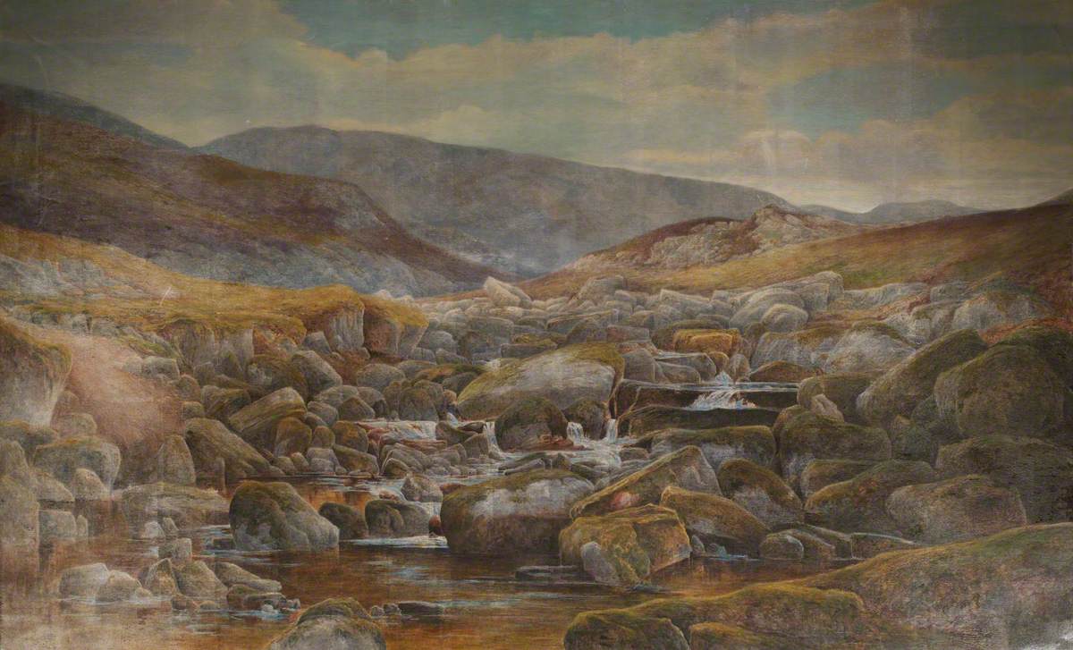 Upland Landscape with Rocky Stream, North Wales