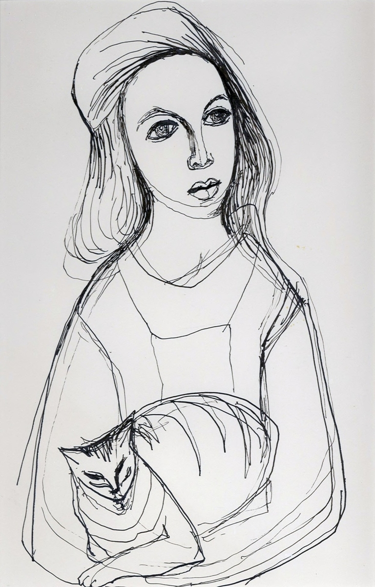 Girl with a Siamese Cat