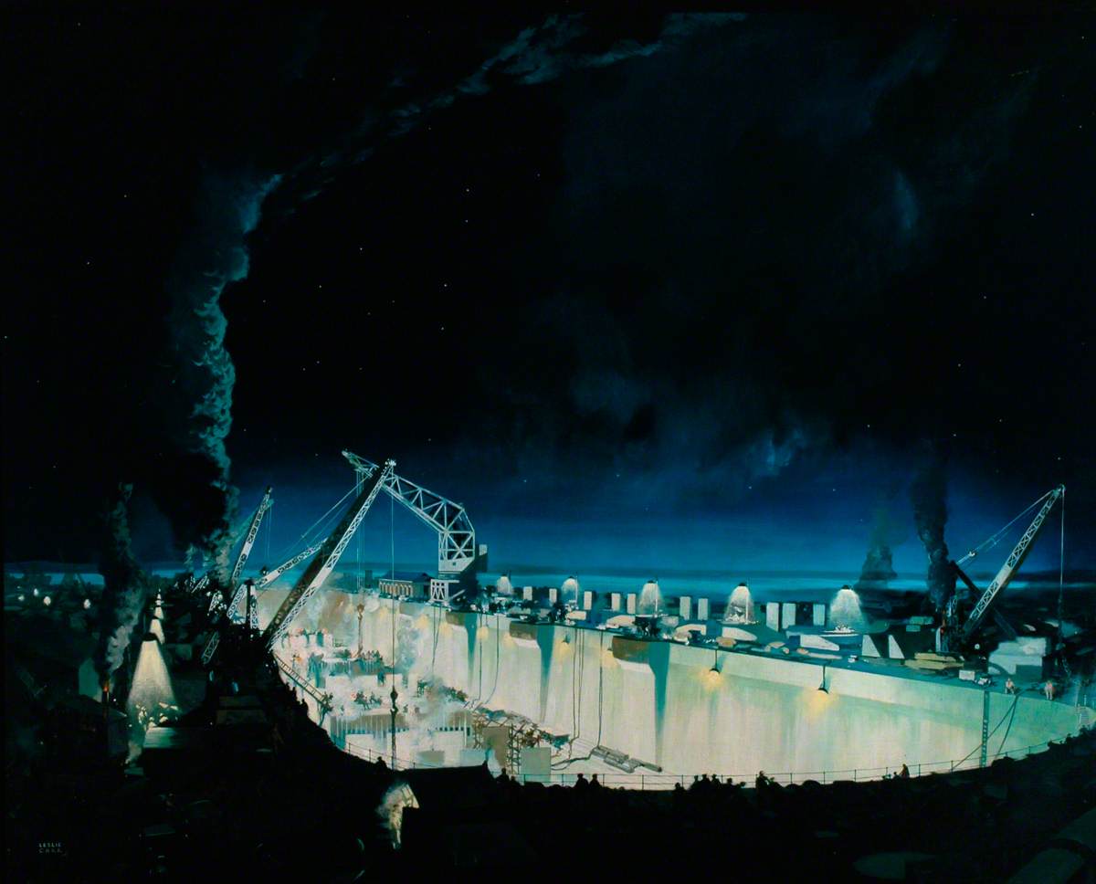 A Night Scene during the Construction of 'Mulberry' Harbour
