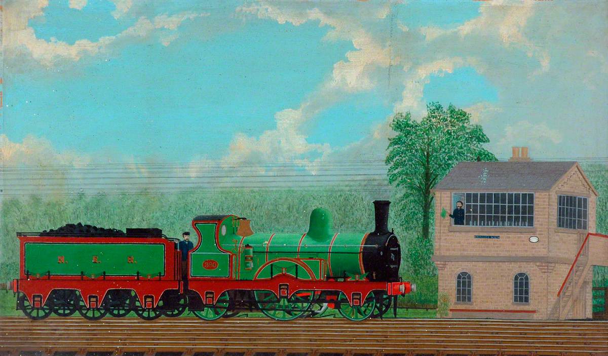 North Eastern Railway 2–2–2 Locomotive No. 280 Passing Starbeck North Signal Box