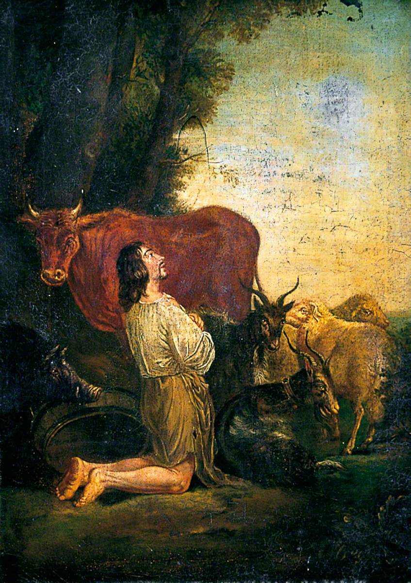 The Prodigal Son Kneeling among Cattle