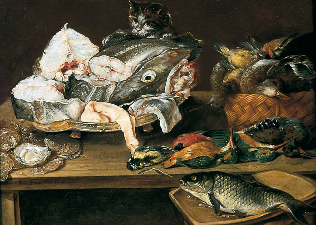 Still Life with Fish and a Cat