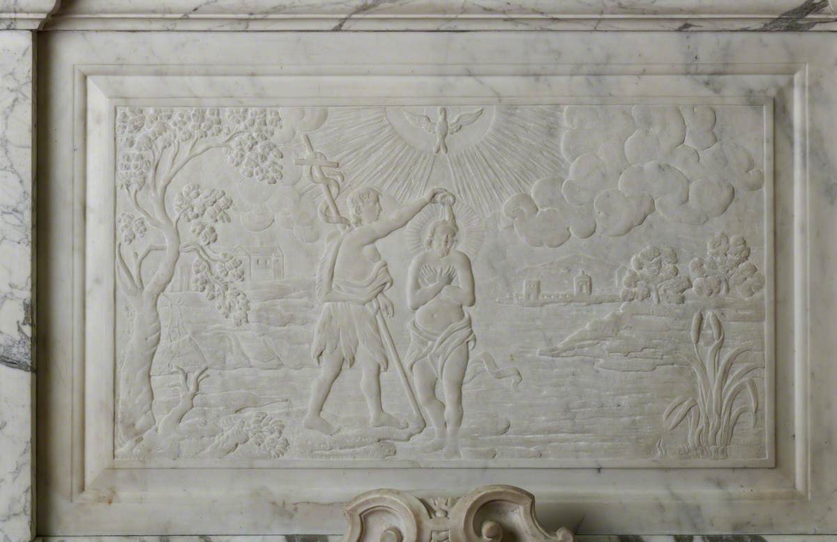 Memorial to William Holmes (1689–1748) with Angels and a Relief of the Baptism of Christ