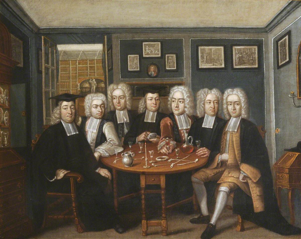 Thomas Cockman (1675–1745), Master of University College, Oxford, and Fellows Sitting in the Old Master's Lodgings