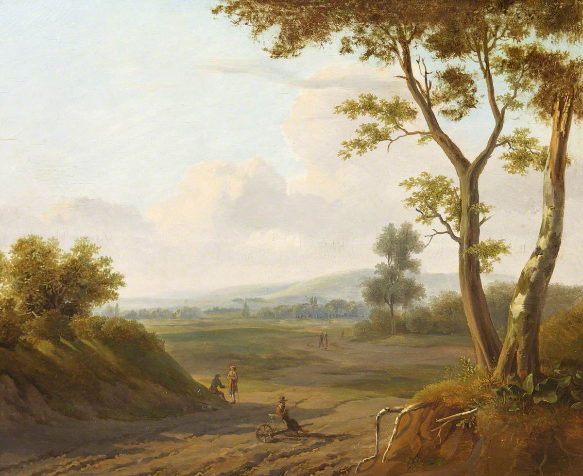 A Ploughman and Other Figures in an Extensive Landscape