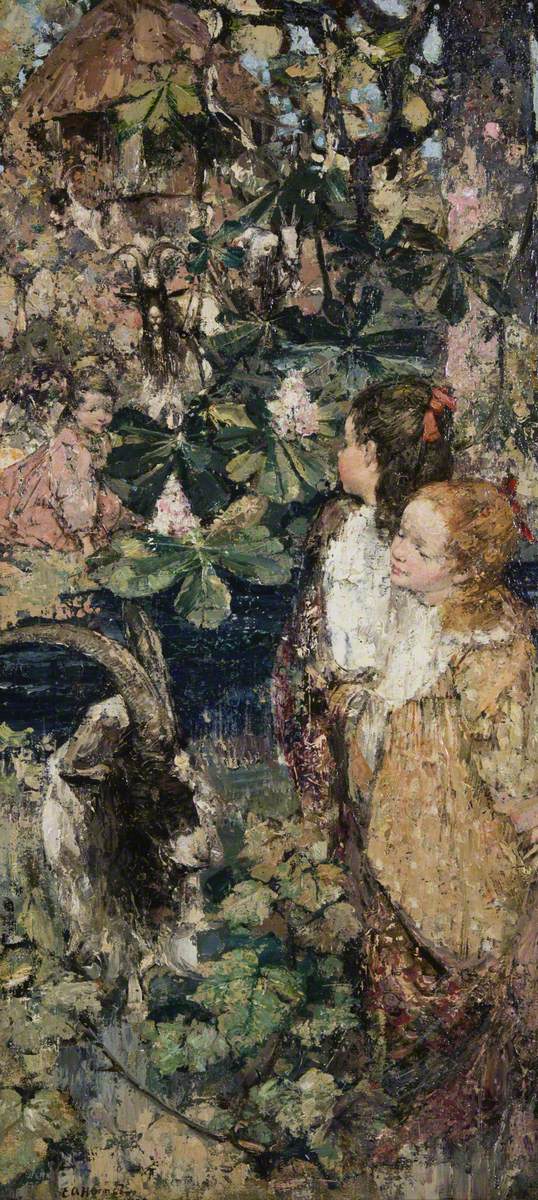 A Woodland Scene with Children and Goats