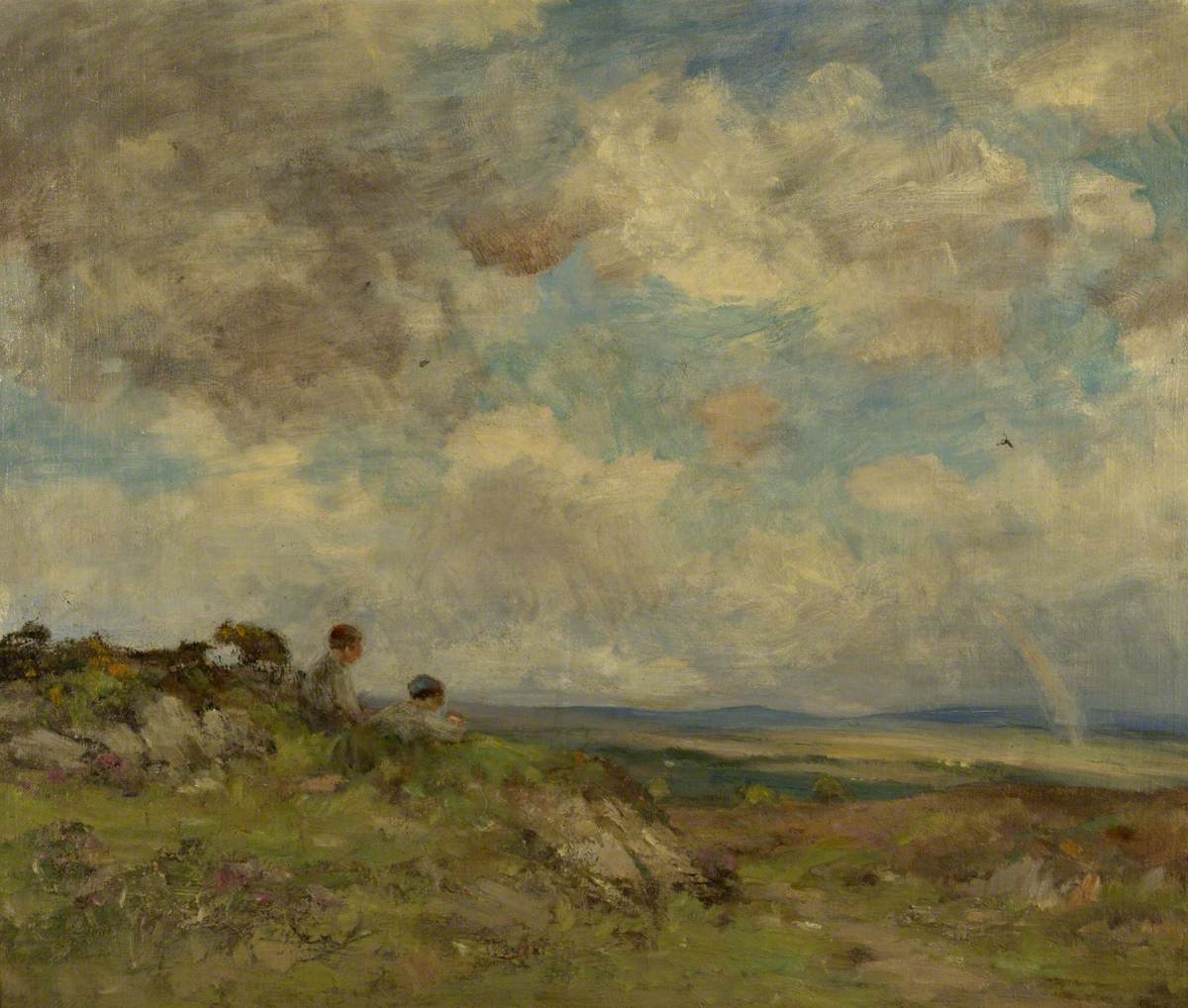 Landscape with Children Watching a Distant Rainbow