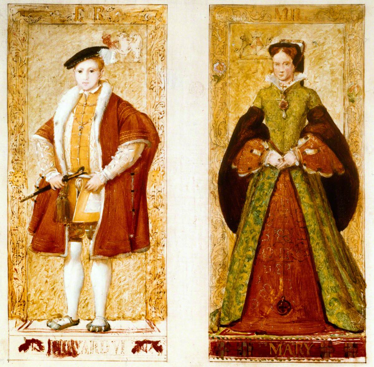 Preparatory Sketches of Edward VI and Mary I