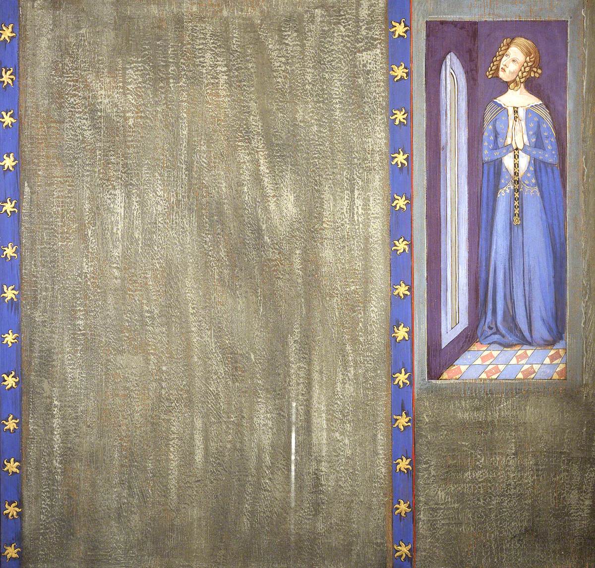 Reconstruction of Medieval Mural Painting, Possibly Queen Philippa or Daughter