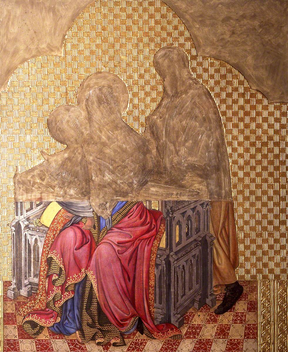 Reconstruction of Medieval Mural Painting, Madonna and Child with Saint Joseph