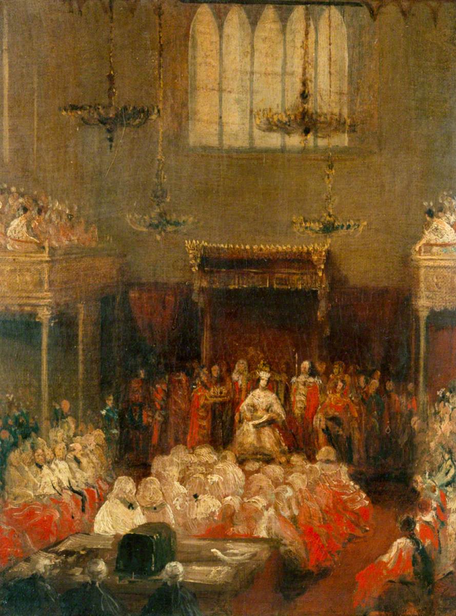 Queen Victoria Opening Parliament, 1837