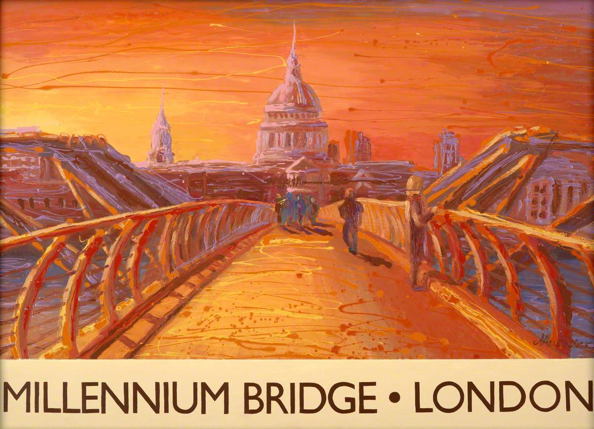 Millennium Bridge London Giclee Canvas Wall Art Picture 