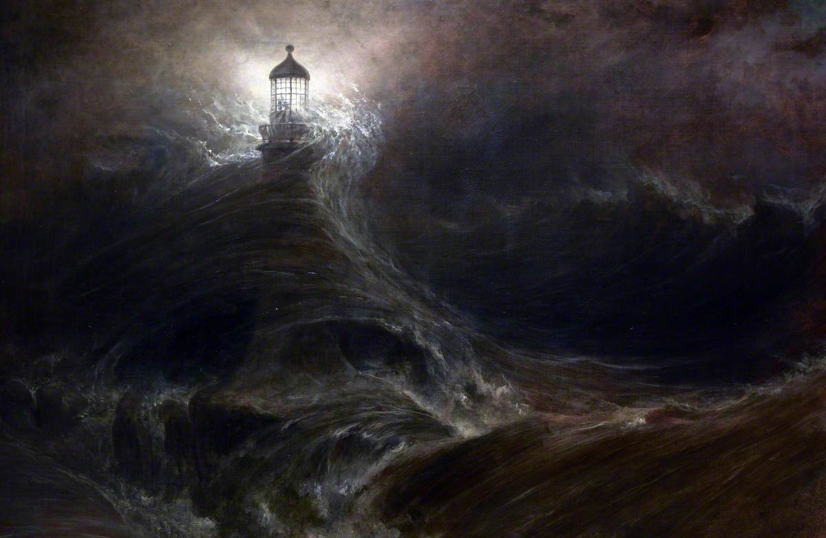Eddystone Lighthouse During A Storm Art Uk