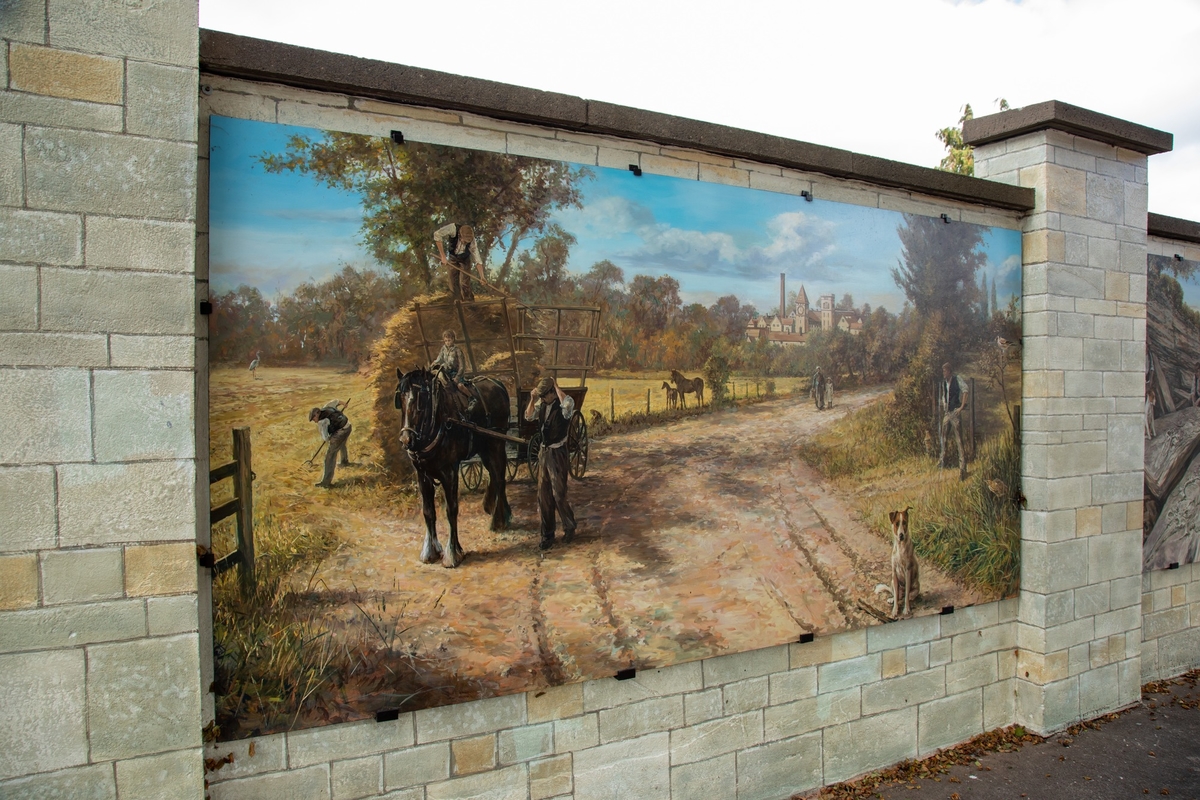 Four Panels Reflecting Pastoral Scenes of Street's Heritage Industries