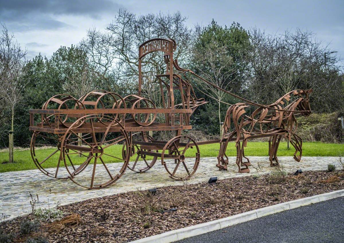 Shire Horse and Dray Wagon