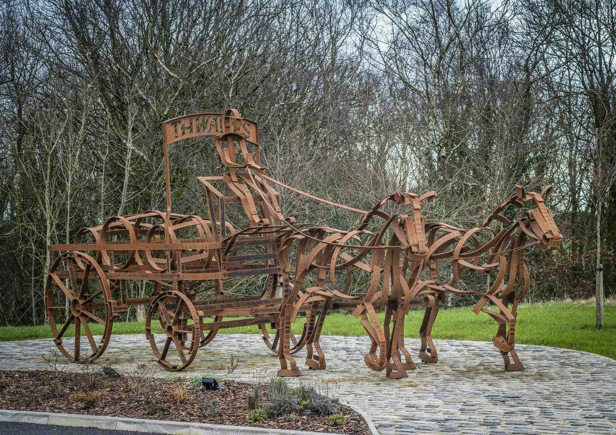 Shire Horse and Dray Wagon