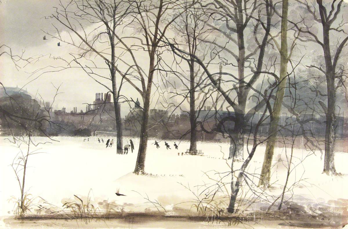 College Field Under Snow