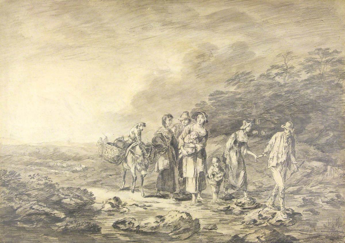 Landscape with Figures Crossing a Stream