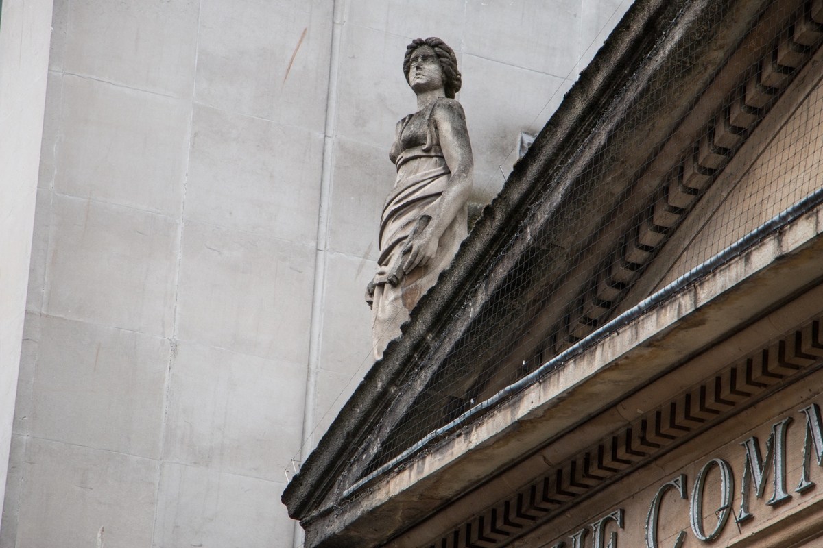 Statues Representing Commerce, Bristol and Navigation Accompanied by a Bas Relief of Britannia with Neptune and Minerva