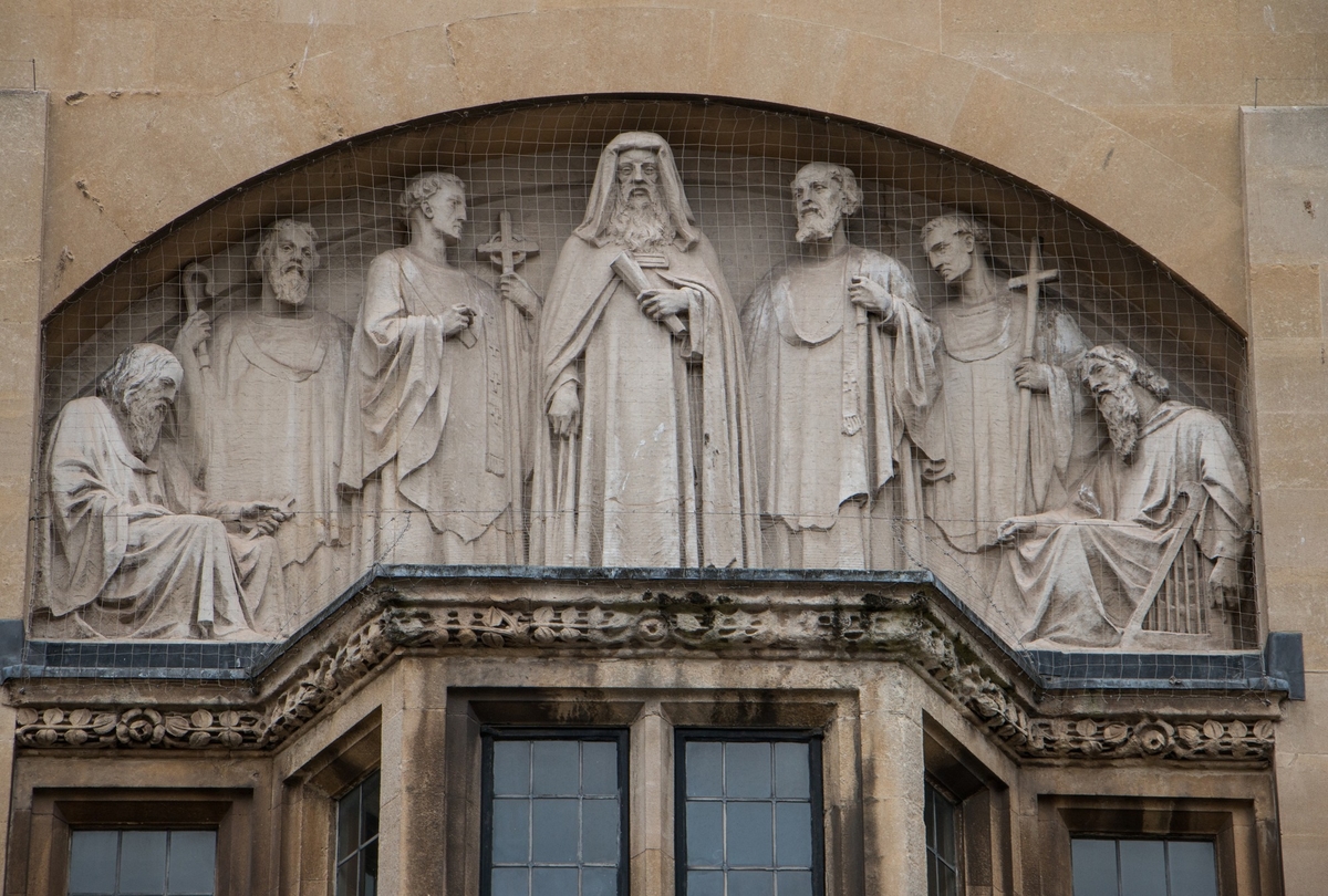 Reliefs Depicting Chaucer and the Canterbury Pilgrims, Venerable Bede and Early Literary Saints, King Alfred and Medieval Chroniclers