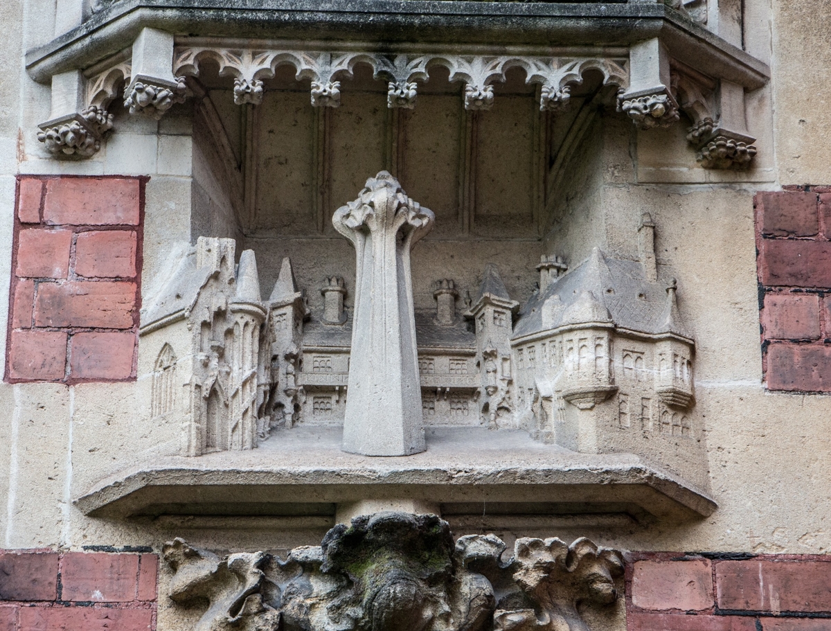 Carved Relief Model of Foster’s Almshouse, Decorative Fabulous Animal Carvings, and a Drunken Mason
