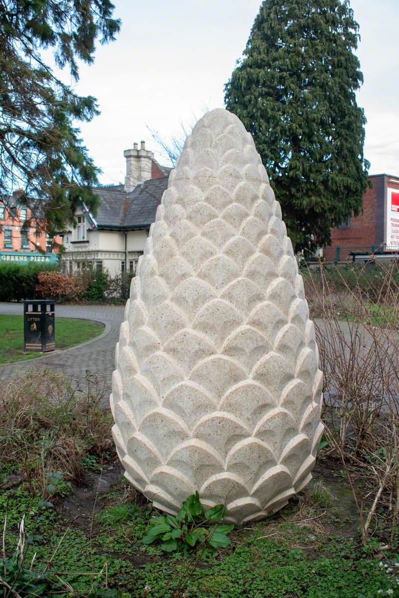 White Pine Cone Sculpture