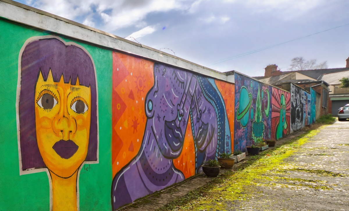 Girl with Yellow Face and Purple Hair