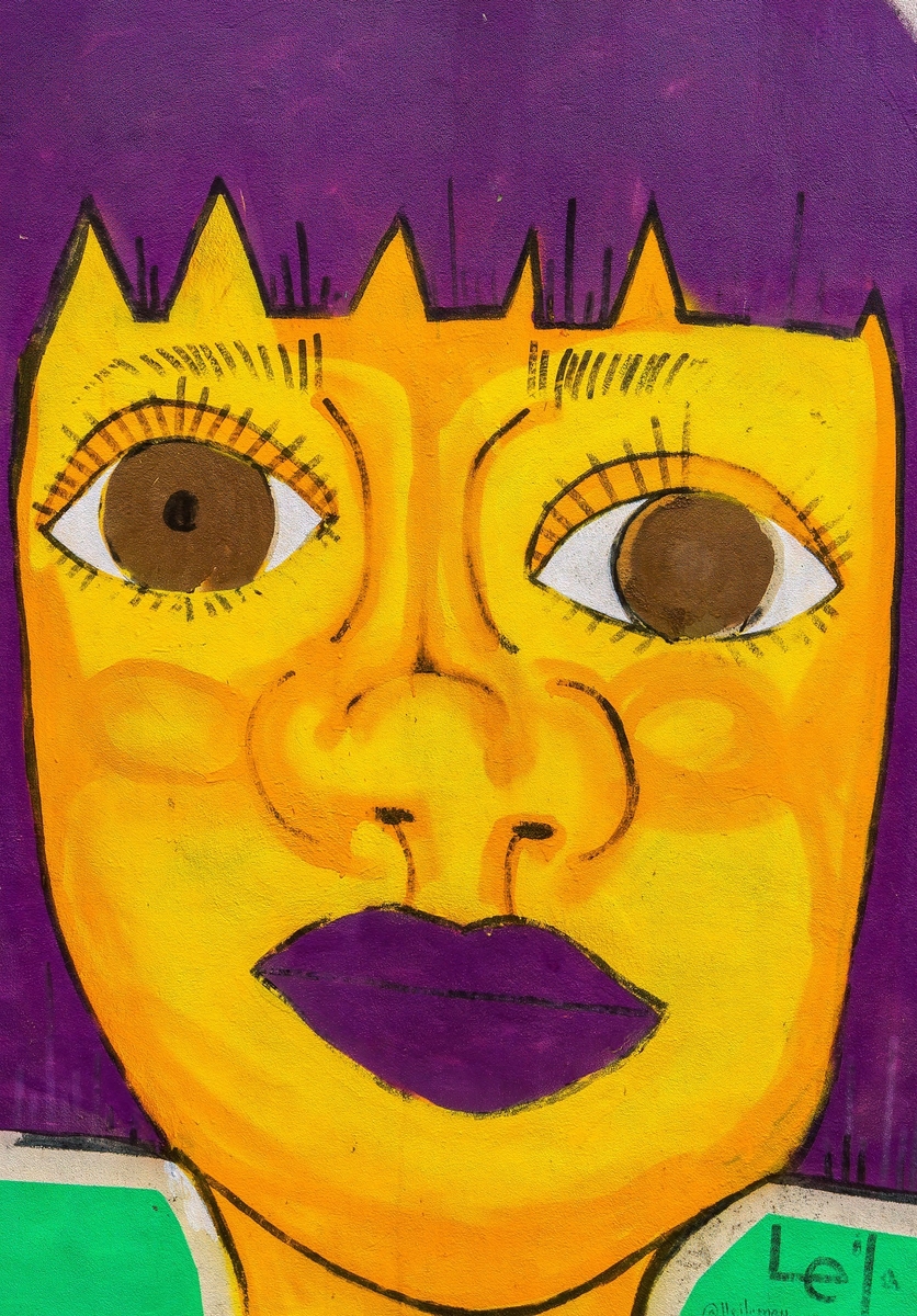 Girl with Yellow Face and Purple Hair