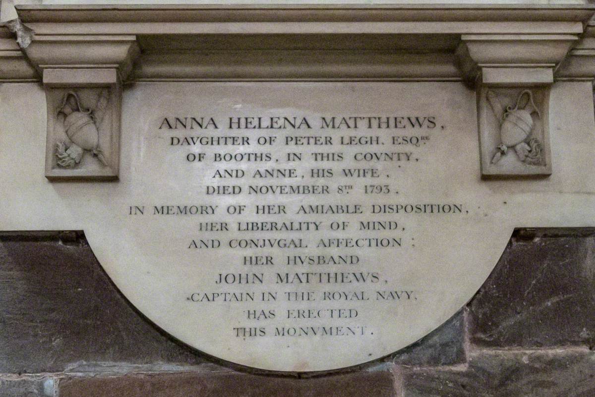 Monument to Anna Helena Legh Matthews (d.1793)
