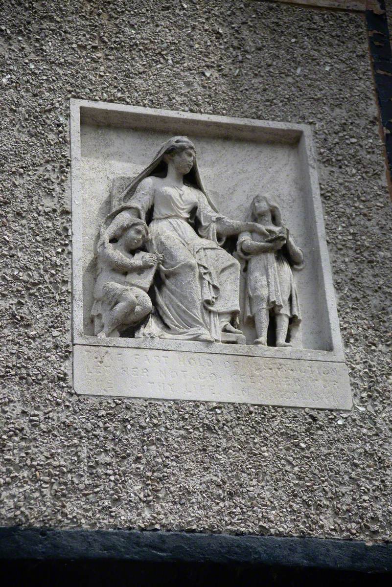 Woman Instructing Small Children and Man Teaching a Youth (Reliefs)