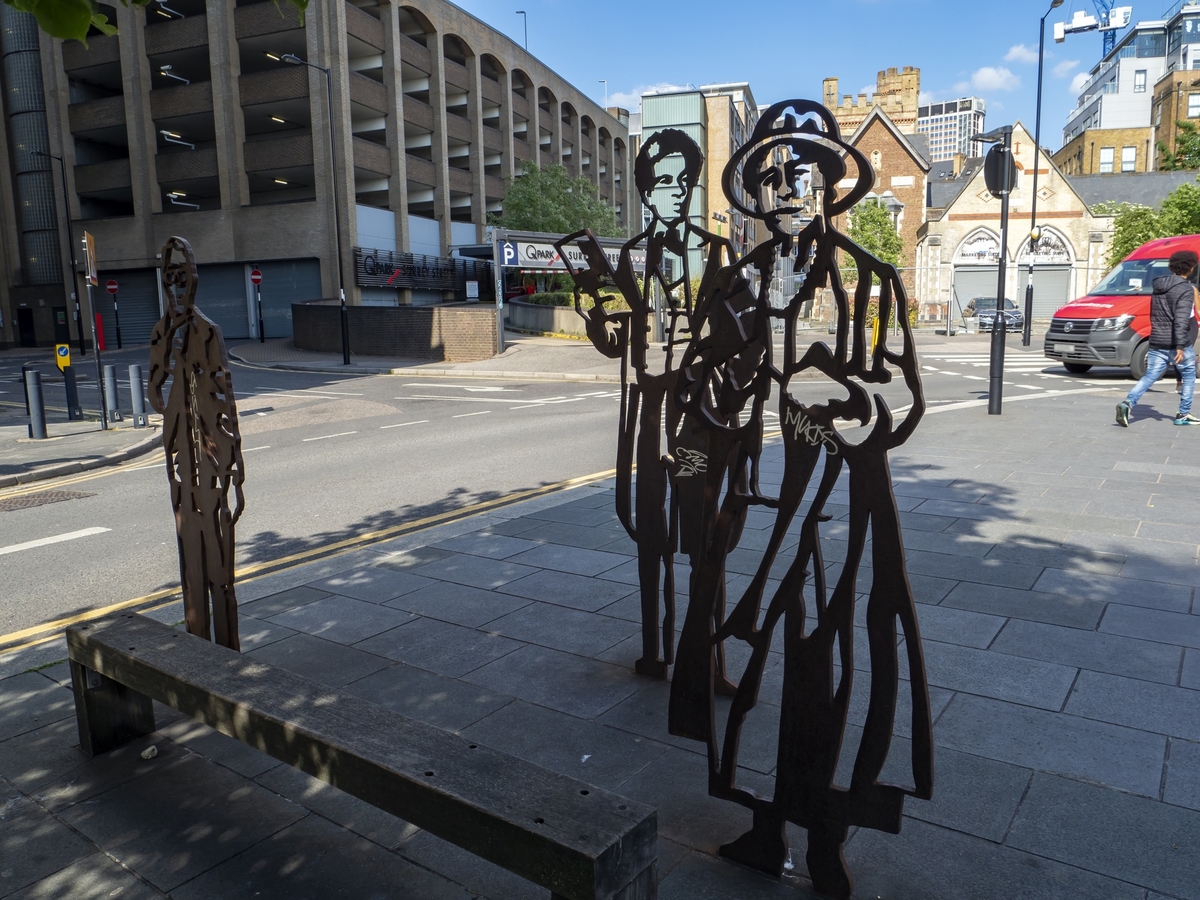 Sustrans Portrait Bench: Dame Peggy Ashcroft (1907–1991), Samuel Coleridge-Taylor (1875–1912) and Ronnie Corbett (1930–2016)