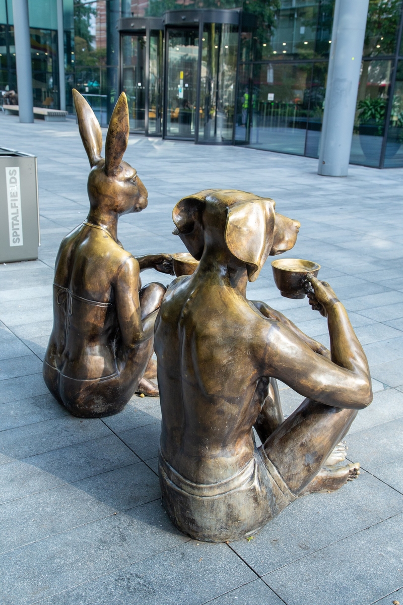 Rabbitwoman and Dogman Drinking Coffee
