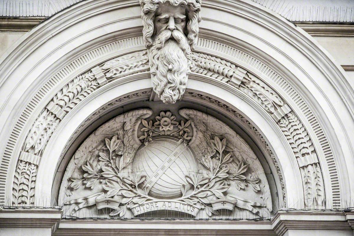 Allegorical Figures, Coats of Arms, and Associated Carving