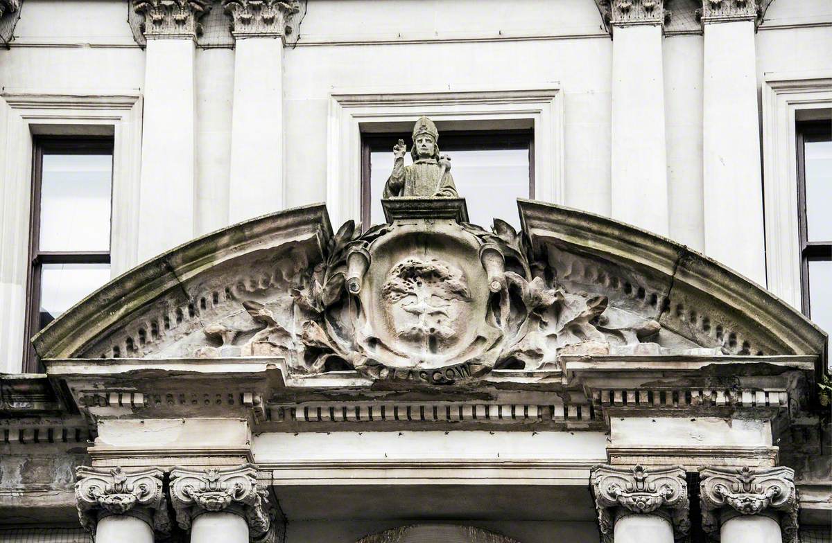 Allegorical Figures, Coats of Arms, and Associated Carving
