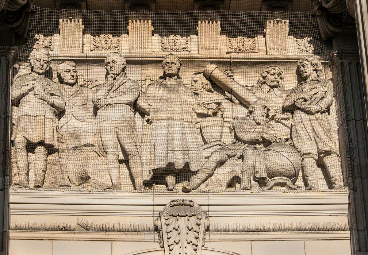 City Chambers, West Elevation, Including Allegorical Frieze, Trades and Industries of Glasgow, Allegorical Female Figures and a Jubilee Pediment