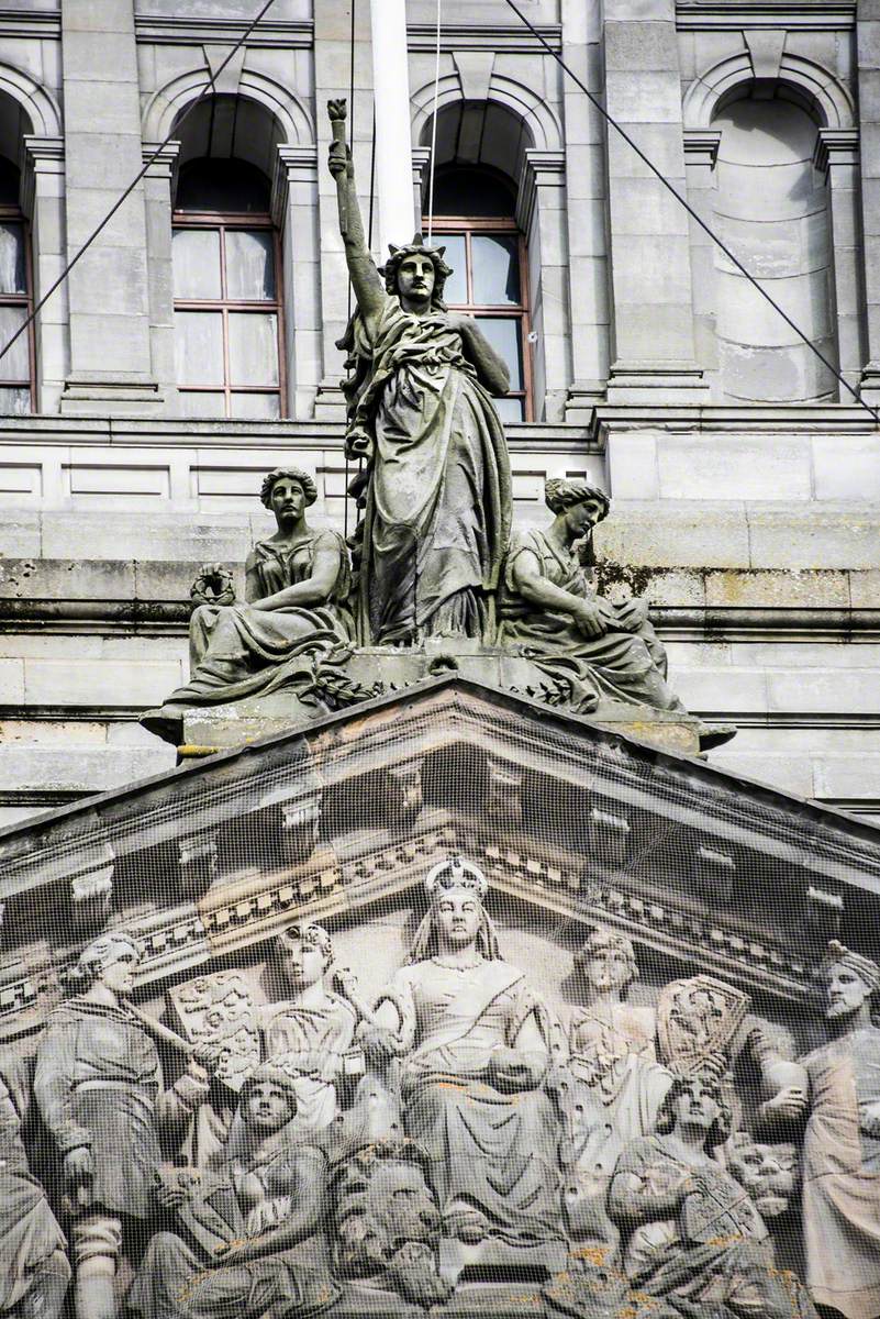 City Chambers, West Elevation, Including Allegorical Frieze, Trades and Industries of Glasgow, Allegorical Female Figures and a Jubilee Pediment