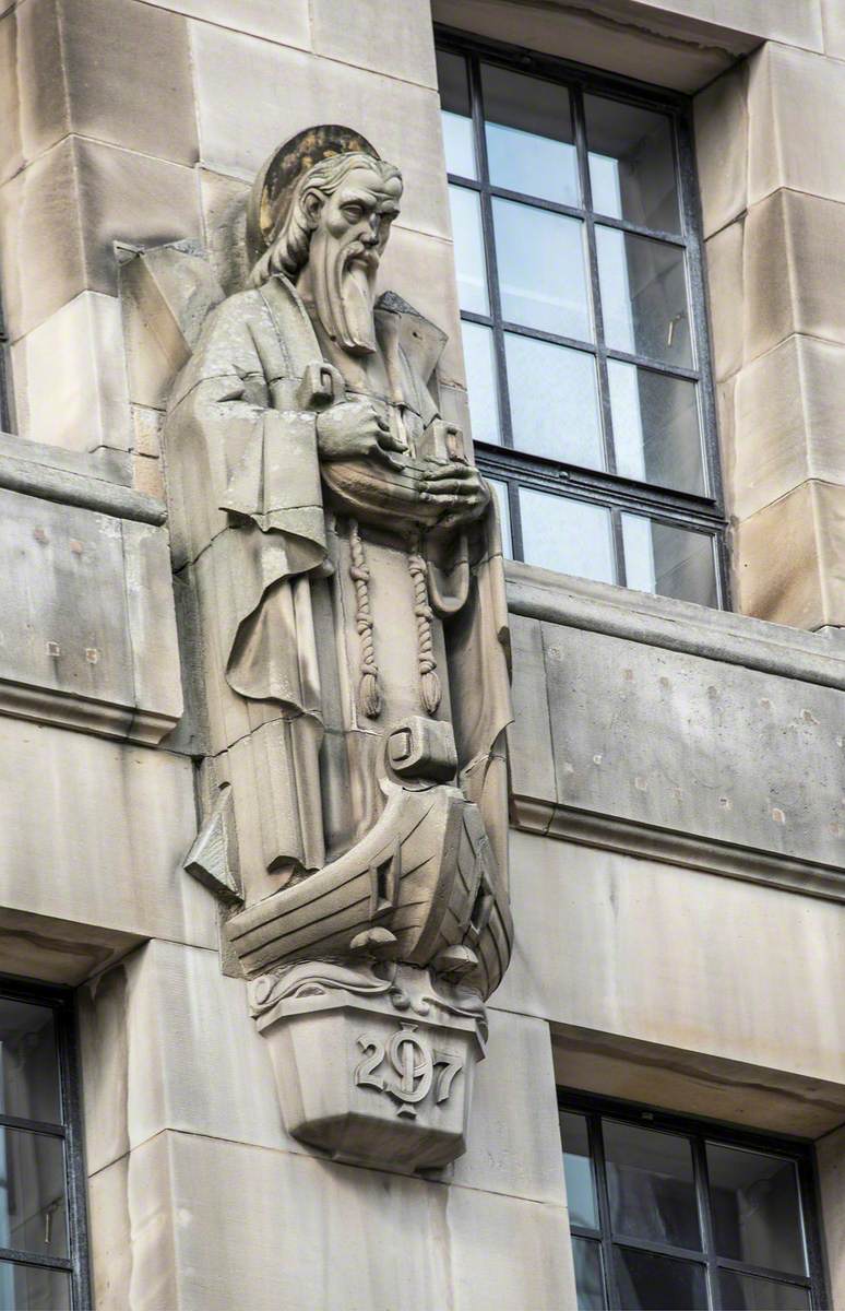 Saint Andrew, Allegorical Figures and Associated Decorative Carving