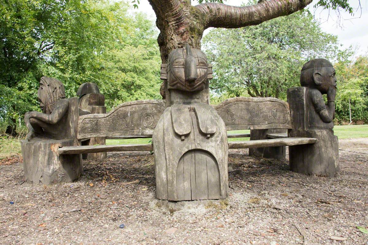 African Mask Bench