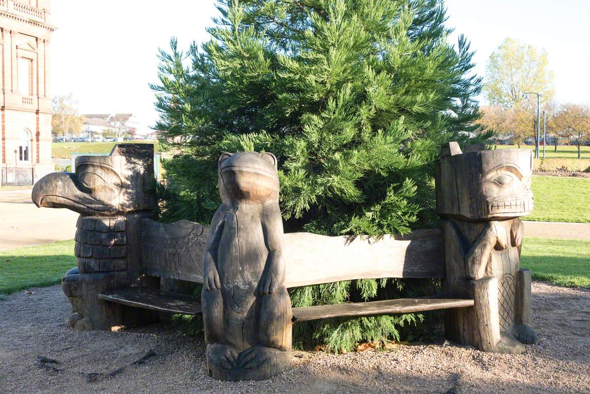 North American Native Carved Bench