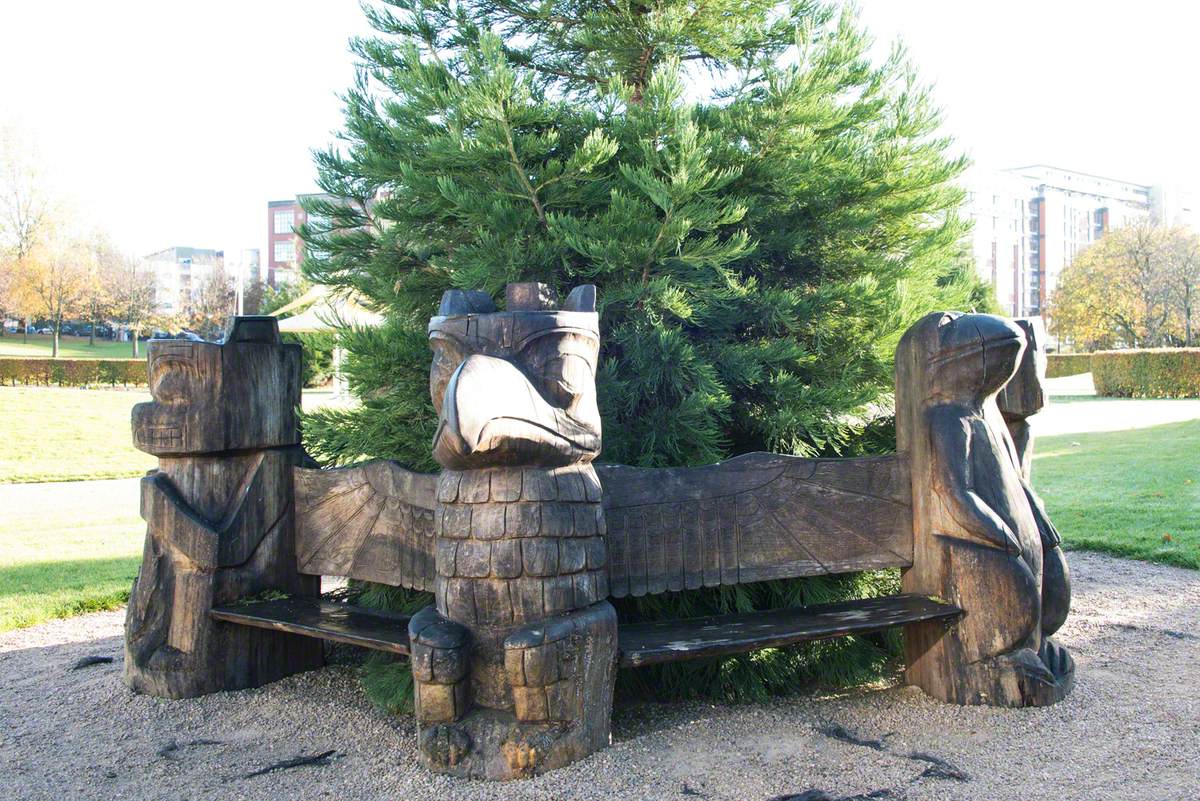 North American Native Carved Bench