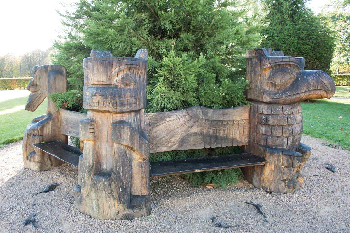 North American Native Carved Bench