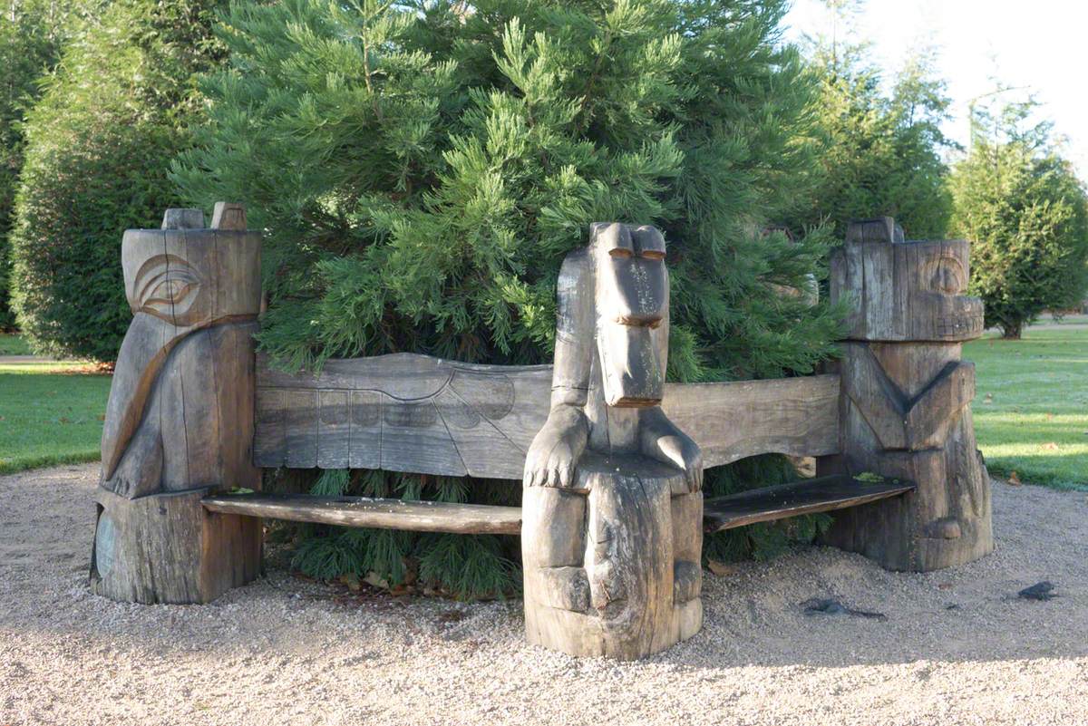 North American Native Carved Bench