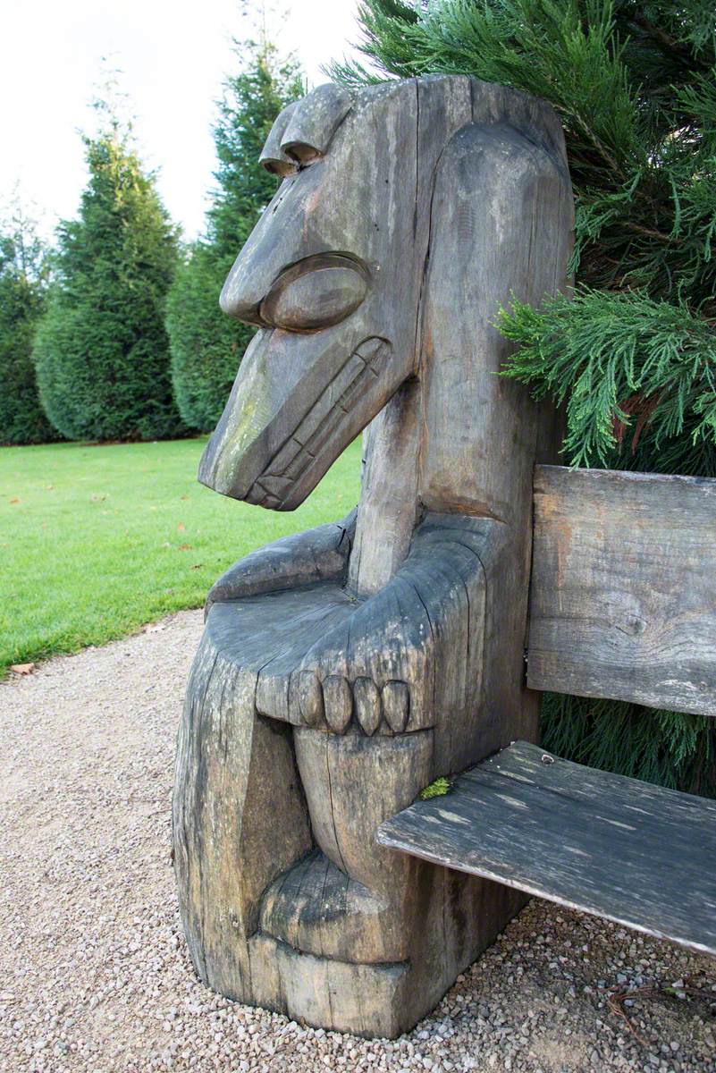 North American Native Carved Bench