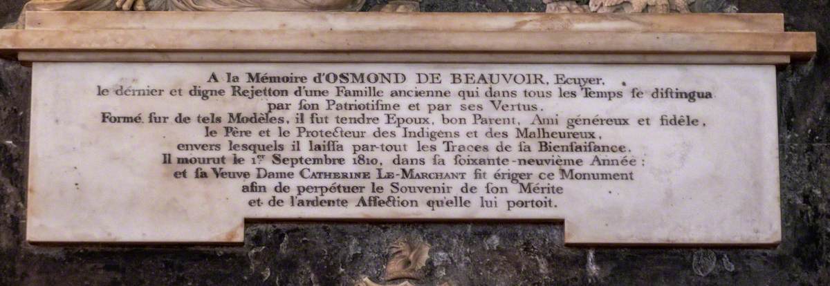 Memorial to Osmond de Beauvoir