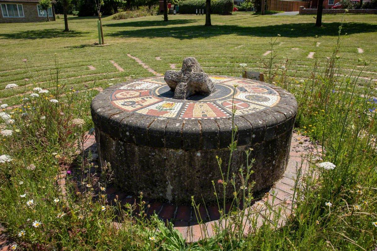 Mosaic Compass and Brick Labyrinth