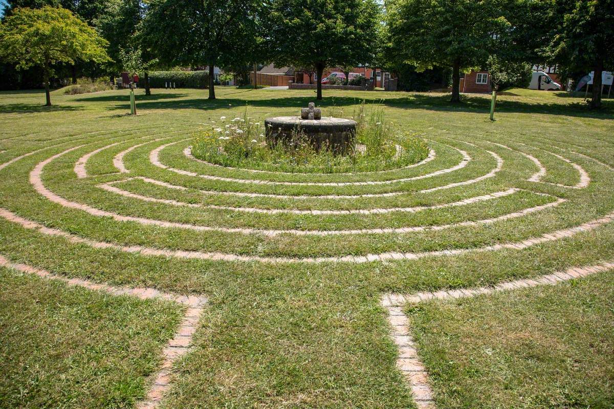 Mosaic Compass and Brick Labyrinth