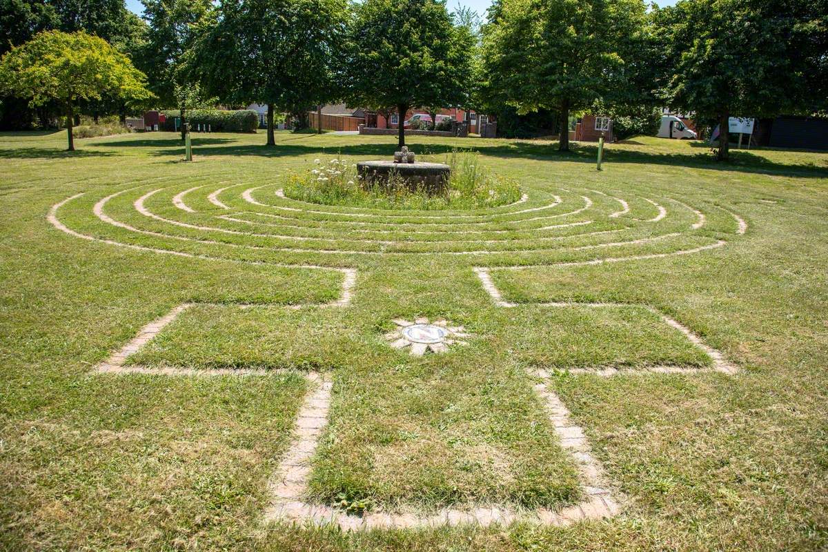 Mosaic Compass and Brick Labyrinth